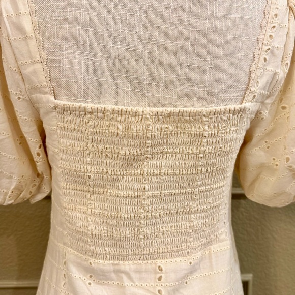 ASTR Women’s Ivory Eyelet Midi Dress Puff Sleeve. Size M - Picture 8 of 11